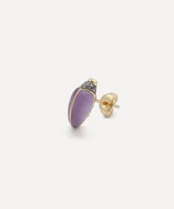 Bibi van der Velden Earrings|Earrings^18ct Gold Mini Scarab Amethyst Stud Earring