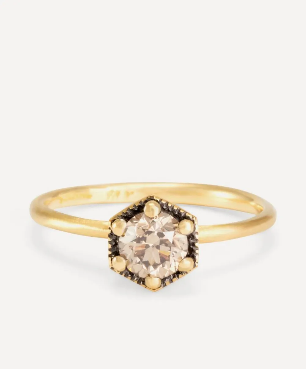Satomi Kawakita Rings|Rings^18ct Gold 5mm Brown Diamond Hexagon Ring