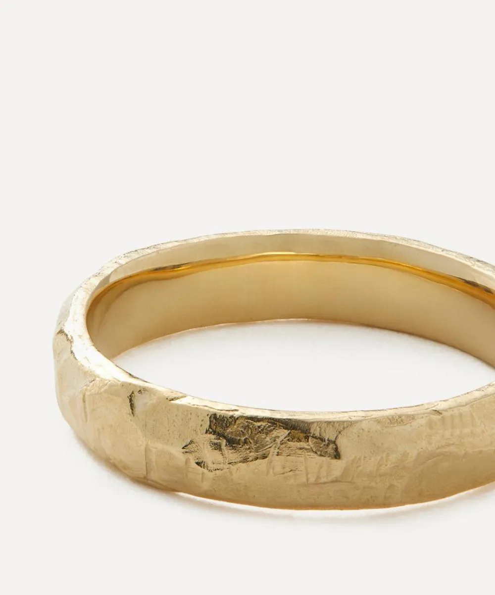 Ellis Mhairi Cameron Rings^14ct Gold 4mm Hammered Wedding Band Ring