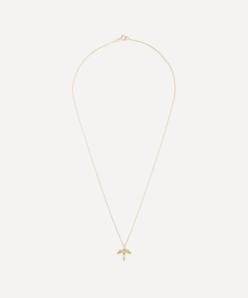 Celine Daoust Necklaces|Necklaces^14ct Gold Moonstone Pear and Diamond Angel Pendant Necklace
