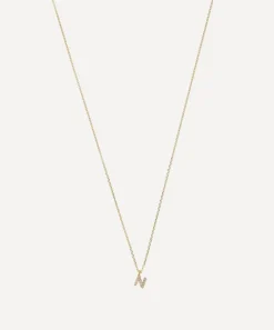 AURUM + GREY Necklaces^9ct Gold N Diamond Initial Pendant Necklace