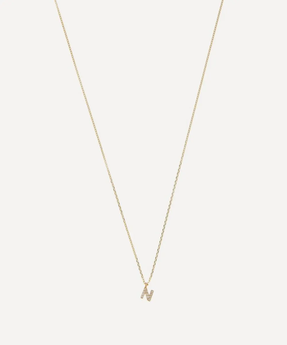 AURUM + GREY Necklaces^9ct Gold N Diamond Initial Pendant Necklace