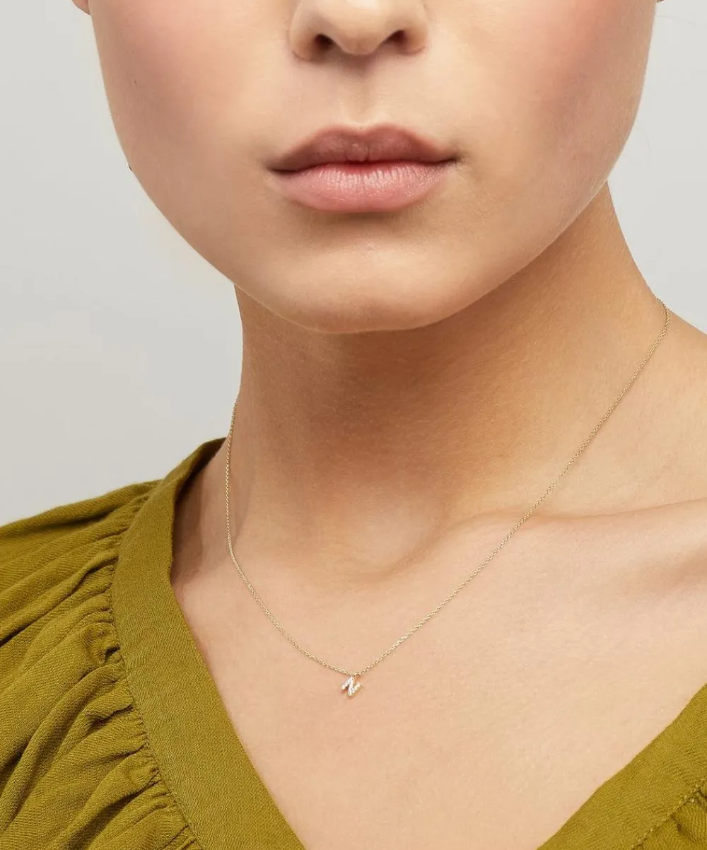 AURUM + GREY Necklaces^9ct Gold N Diamond Initial Pendant Necklace