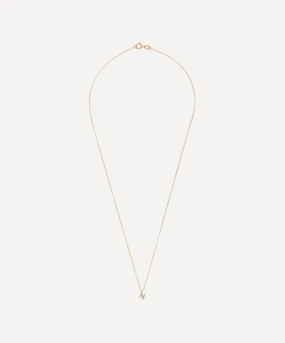 AURUM + GREY Necklaces^9ct Gold N Diamond Initial Pendant Necklace