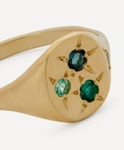 Seb Brown Rings|Rings^9ct Gold Neapolitan Green Multi-Stone Signet Ring