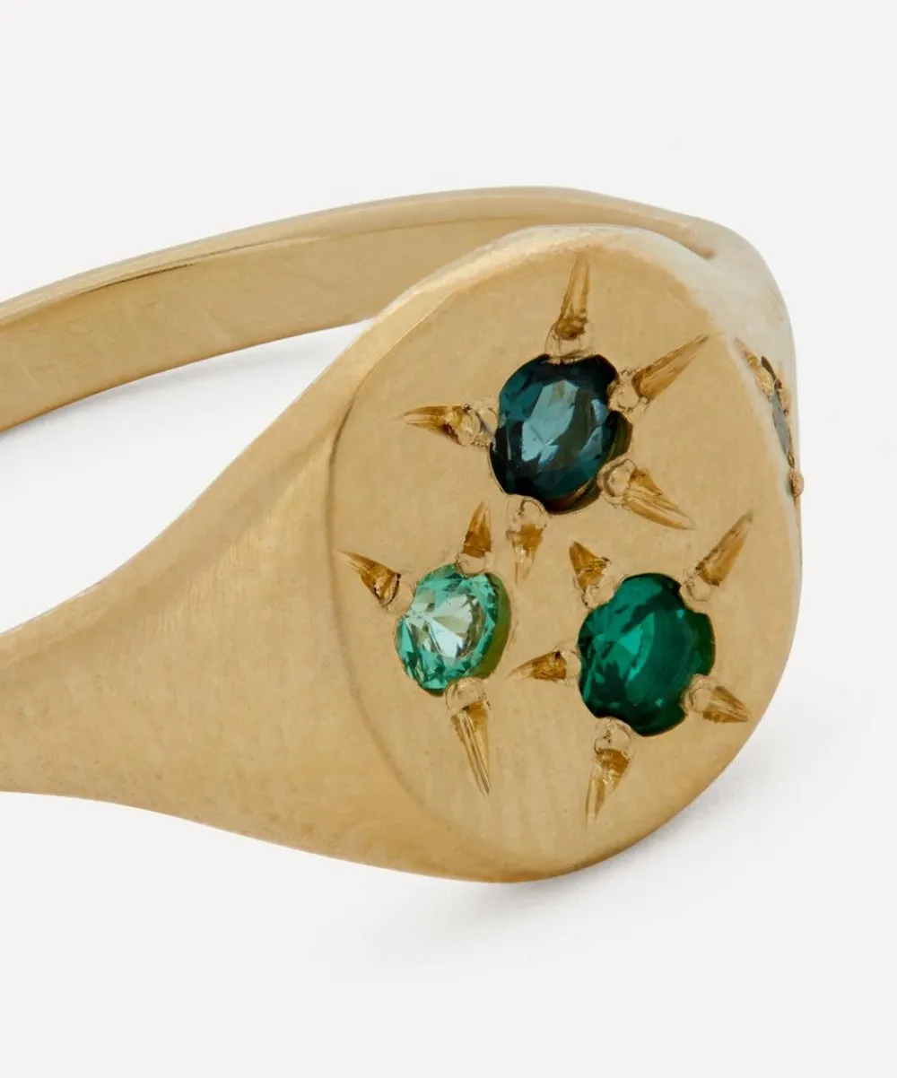 Seb Brown Rings|Rings^9ct Gold Neapolitan Green Multi-Stone Signet Ring