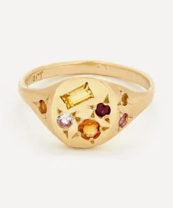 Seb Brown Rings|Rings^9ct Gold Neapolitan Orange Multi-Stone Signet Ring