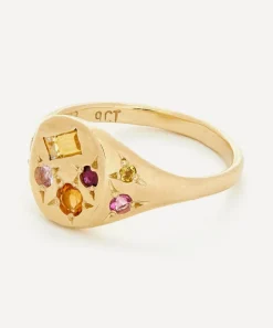 Seb Brown Rings|Rings^9ct Gold Neapolitan Orange Multi-Stone Signet Ring