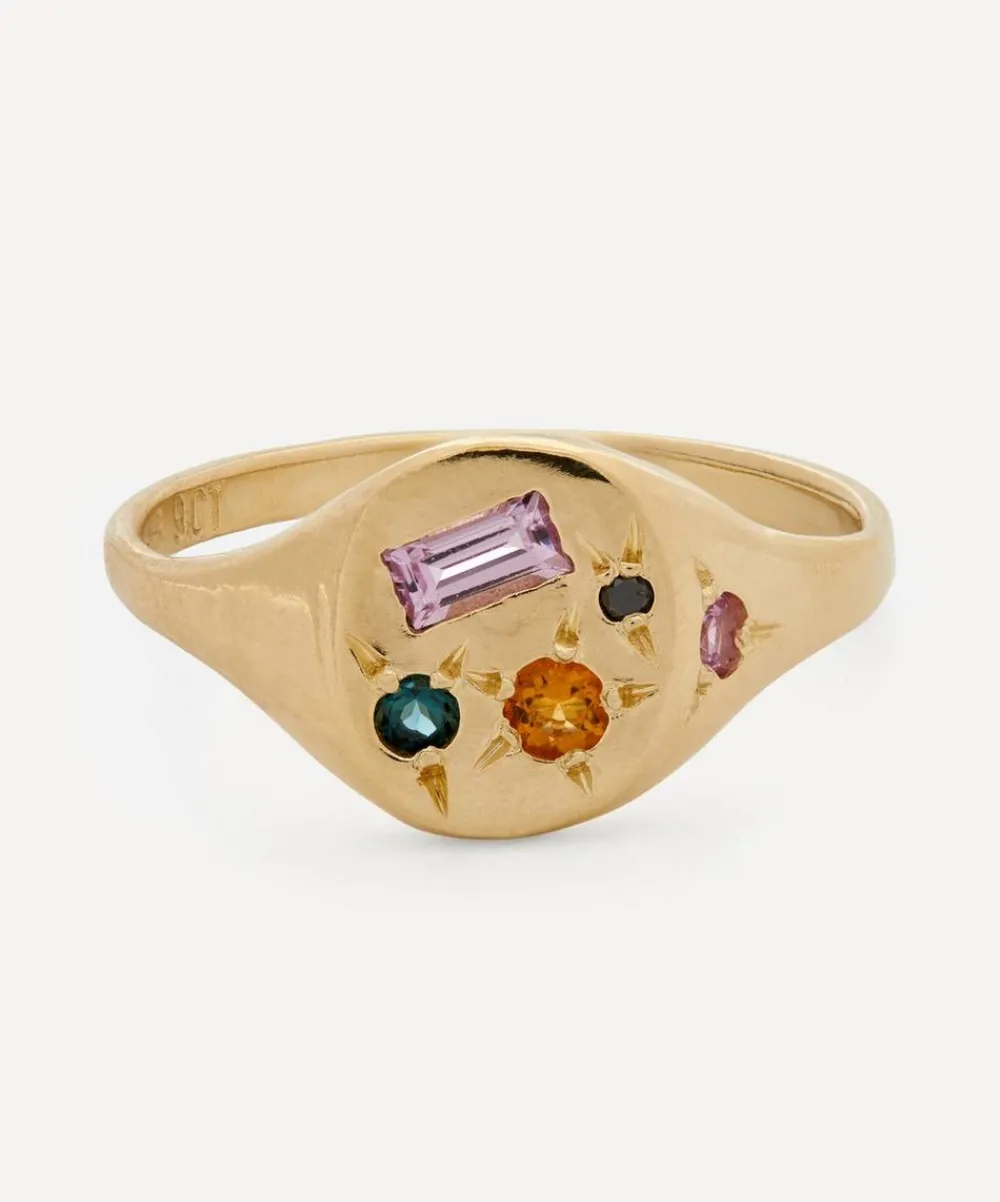 Seb Brown Rings|Rings^9ct Gold Neapolitan Purple Multi-Stone Signet Ring