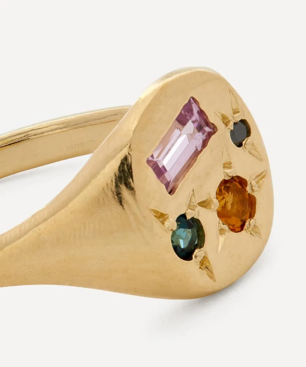 Seb Brown Rings|Rings^9ct Gold Neapolitan Purple Multi-Stone Signet Ring