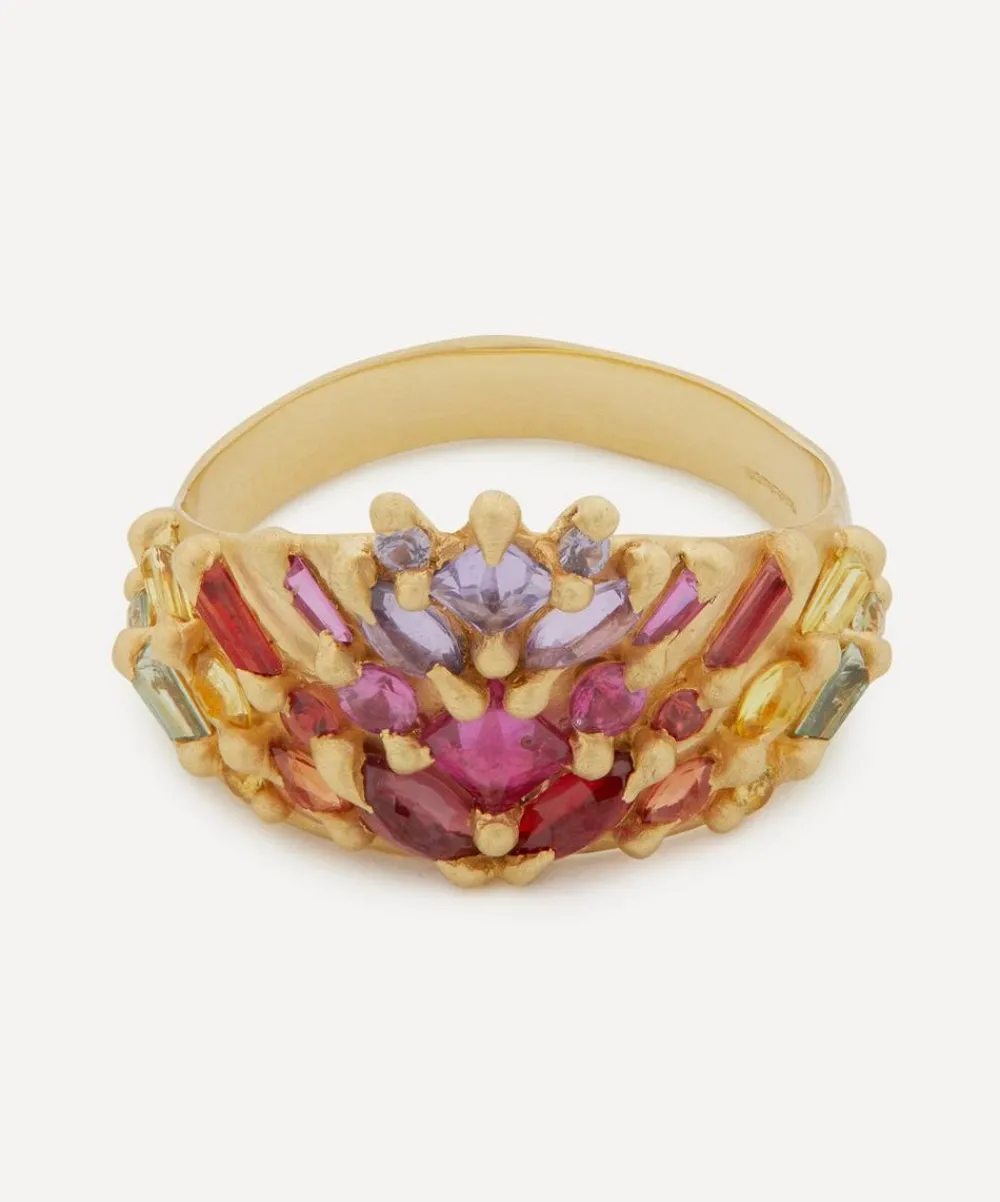 Polly Wales Rings|Rings^18ct Gold One of a Kind Sapphire Half Shield Ring