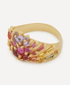 Polly Wales Rings|Rings^18ct Gold One of a Kind Sapphire Half Shield Ring