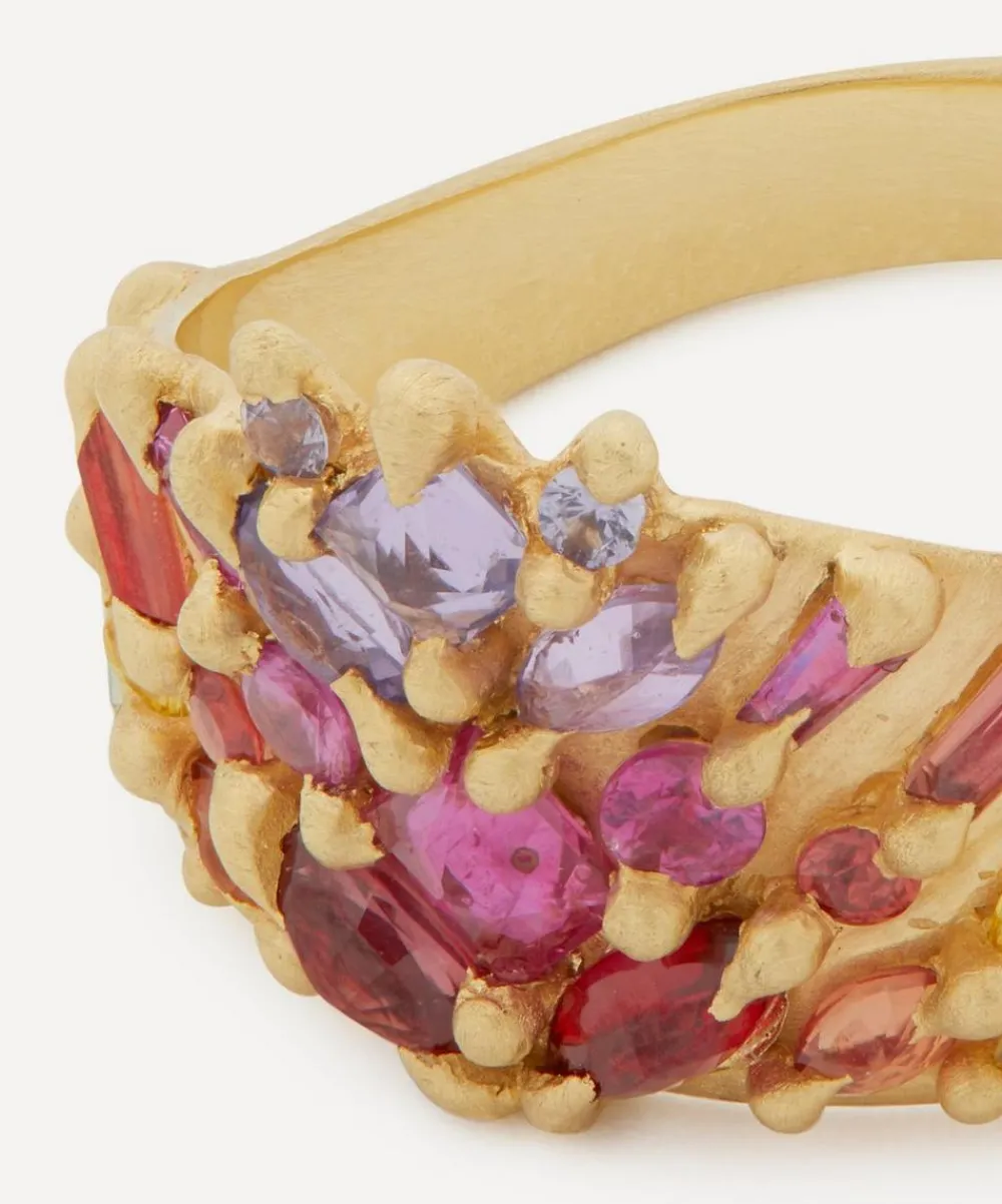 Polly Wales Rings|Rings^18ct Gold One of a Kind Sapphire Half Shield Ring