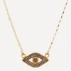 Kirstie Le Marque Necklaces^9ct Gold Pavé Diamond and Sapphire Evil Eye Pendant Necklace
