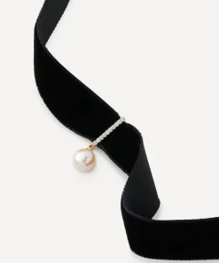 Mateo Necklaces|Necklaces^14ct Gold Pearl and Diamond Velvet Choker