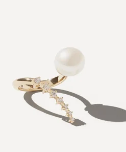 Mizuki Rings|Rings^14ct Gold Pearl and Diamond Cascading Ring