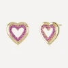 Roxanne First Earrings^14ct Gold Pink Sapphire Heart Stud Earrings