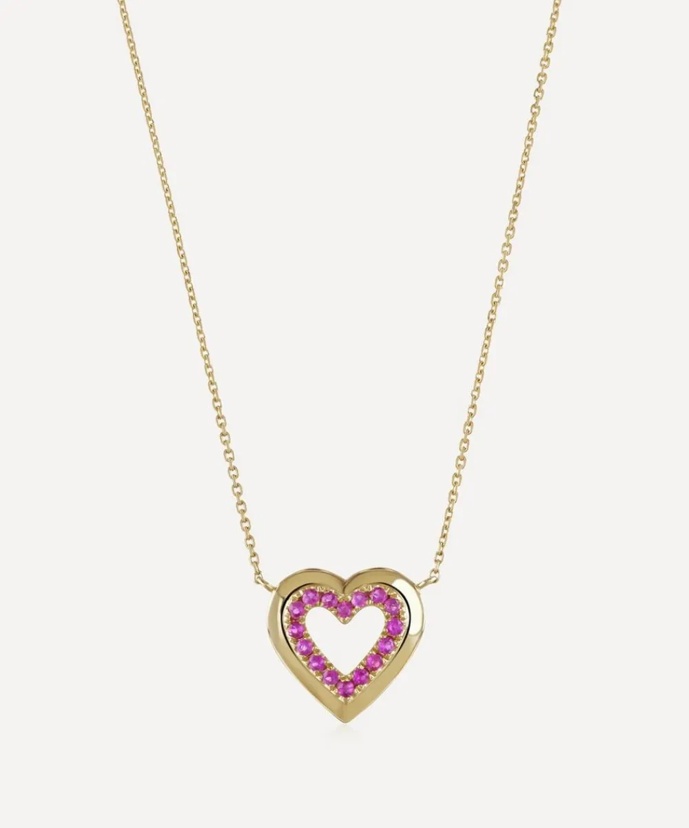 Roxanne First Necklaces^14ct Gold Pink Sapphire Heart Pendant Necklace