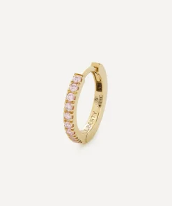 Liberty Earrings|Earrings^9ct Gold Pink Sapphire Rainbow Mini Creole Single Hoop Earring