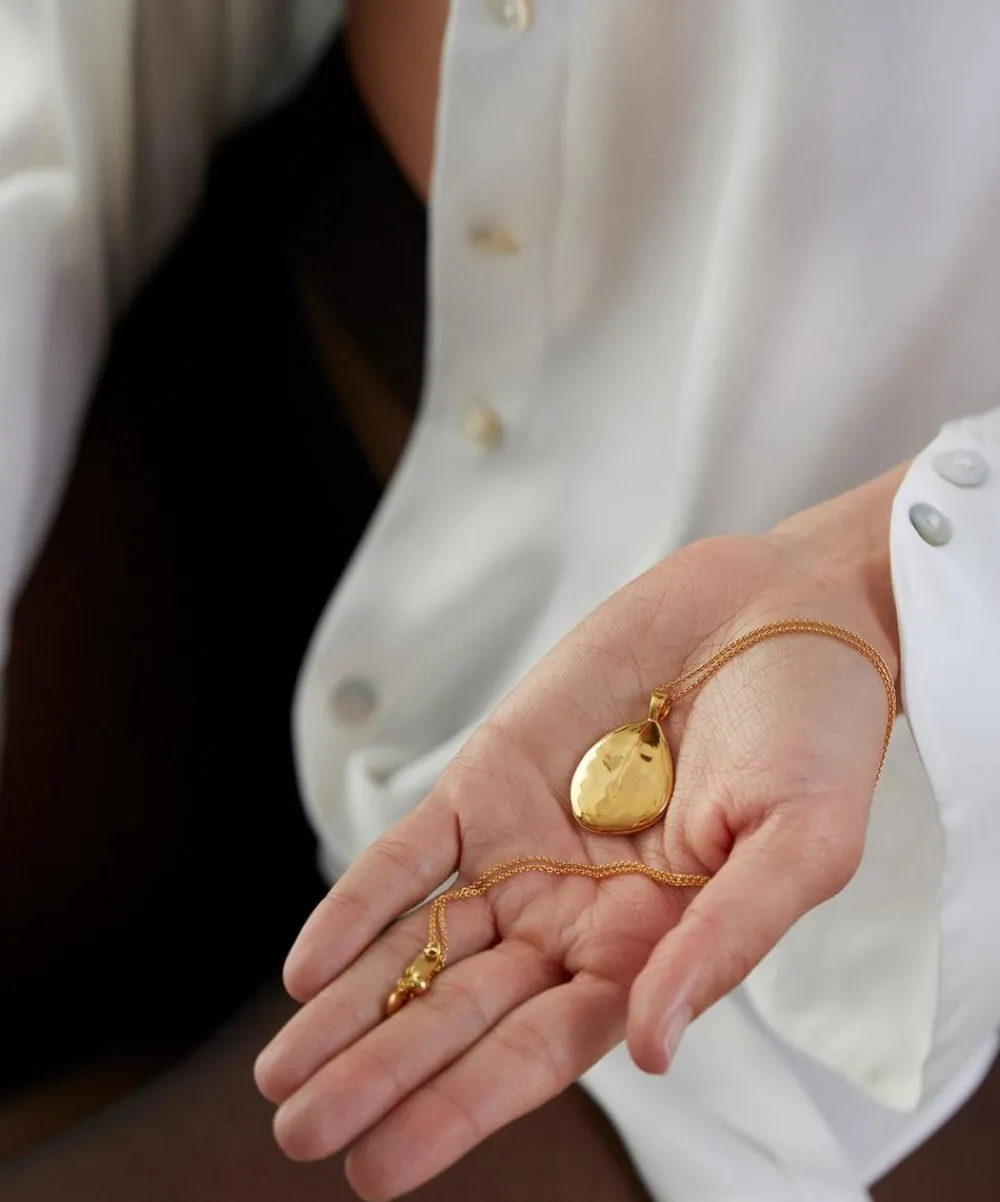 Monica Vinader Charms & Pendants^18ct Gold Plated Vermeil Silver Deia Pebble Locket Pendant