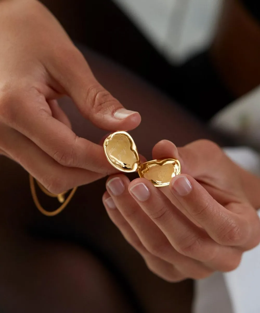 Monica Vinader Charms & Pendants^18ct Gold Plated Vermeil Silver Deia Pebble Locket Pendant