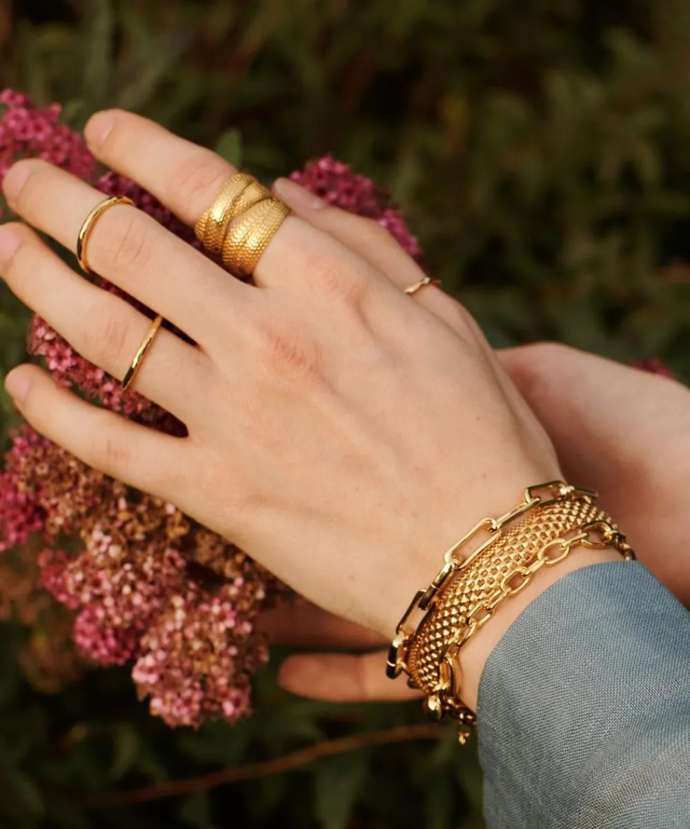 Monica Vinader Bracelets^18ct Gold Plated Vermeil Silver Woven Wide Chain Bracelet