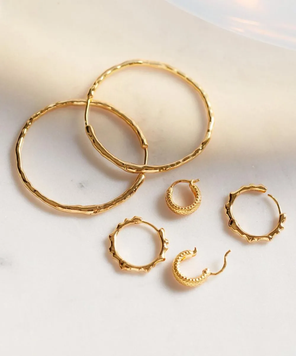 Monica Vinader Earrings^18ct Gold Plated Vermeil Silver Heirloom Huggie Hoop Earrings