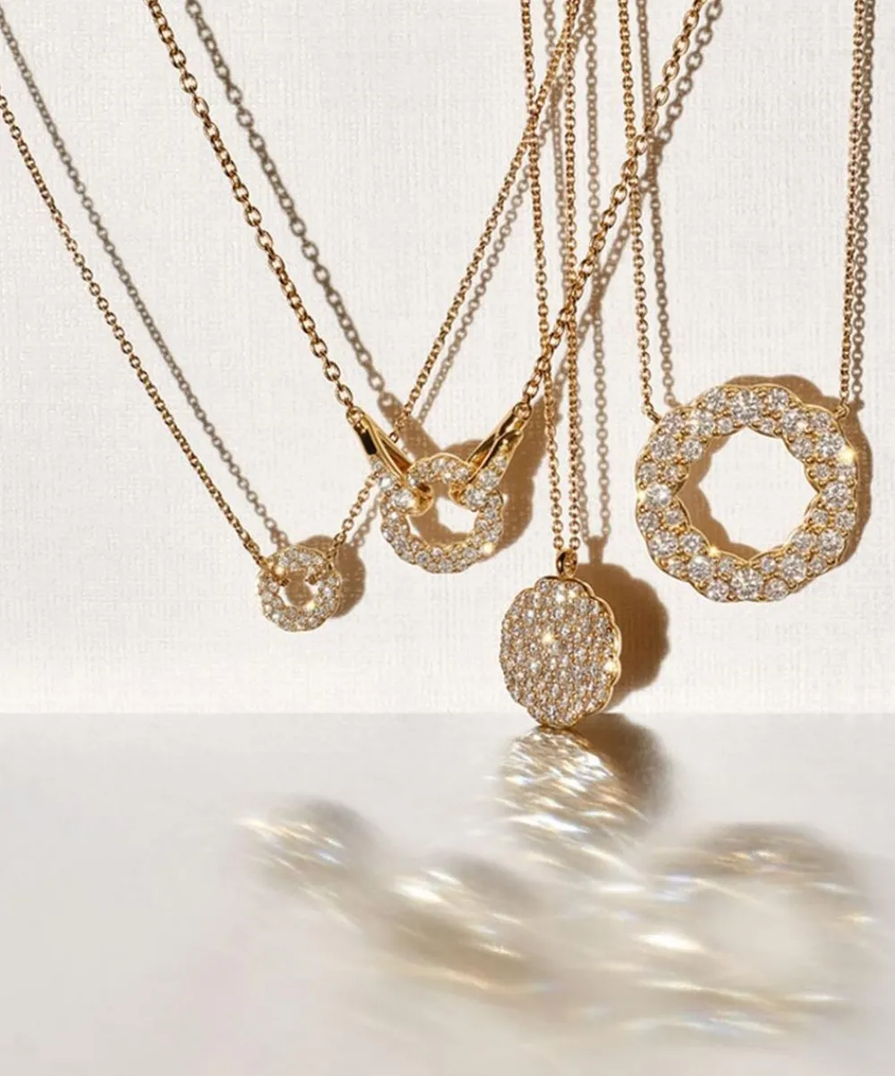 Astley Clarke Necklaces^14ct Gold Plated Vermeil Silver Asteri Diamond Slice Pendant Necklace