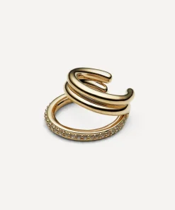 Otiumberg Earrings^14ct Gold Plated Vermeil Silver Pavé Concero Ear Cuff