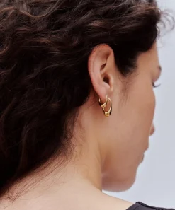 Otiumberg Earrings^14ct Gold Plated Vermeil Silver Roscida Drop Hoop Earrings