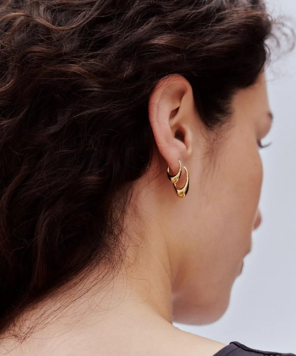 Otiumberg Earrings^14ct Gold Plated Vermeil Silver Roscida Drop Hoop Earrings
