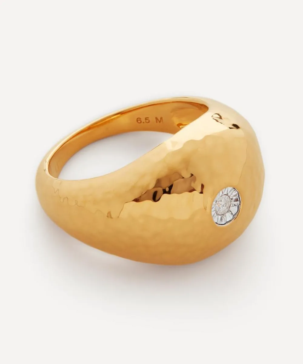 Monica Vinader Rings^18ct Gold Plated Vermeil Silver Deia Diamond Ring