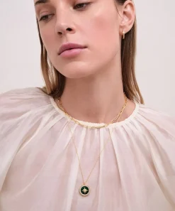 Astley Clarke Necklaces^18ct Gold Plated Vermeil Silver Large Polaris Malachite Locket Necklace
