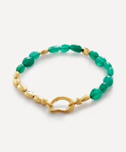 Monica Vinader Bracelets^18ct Gold Plated Vermeil Sterling Silver Rio Green Onyx Beaded Bracelet