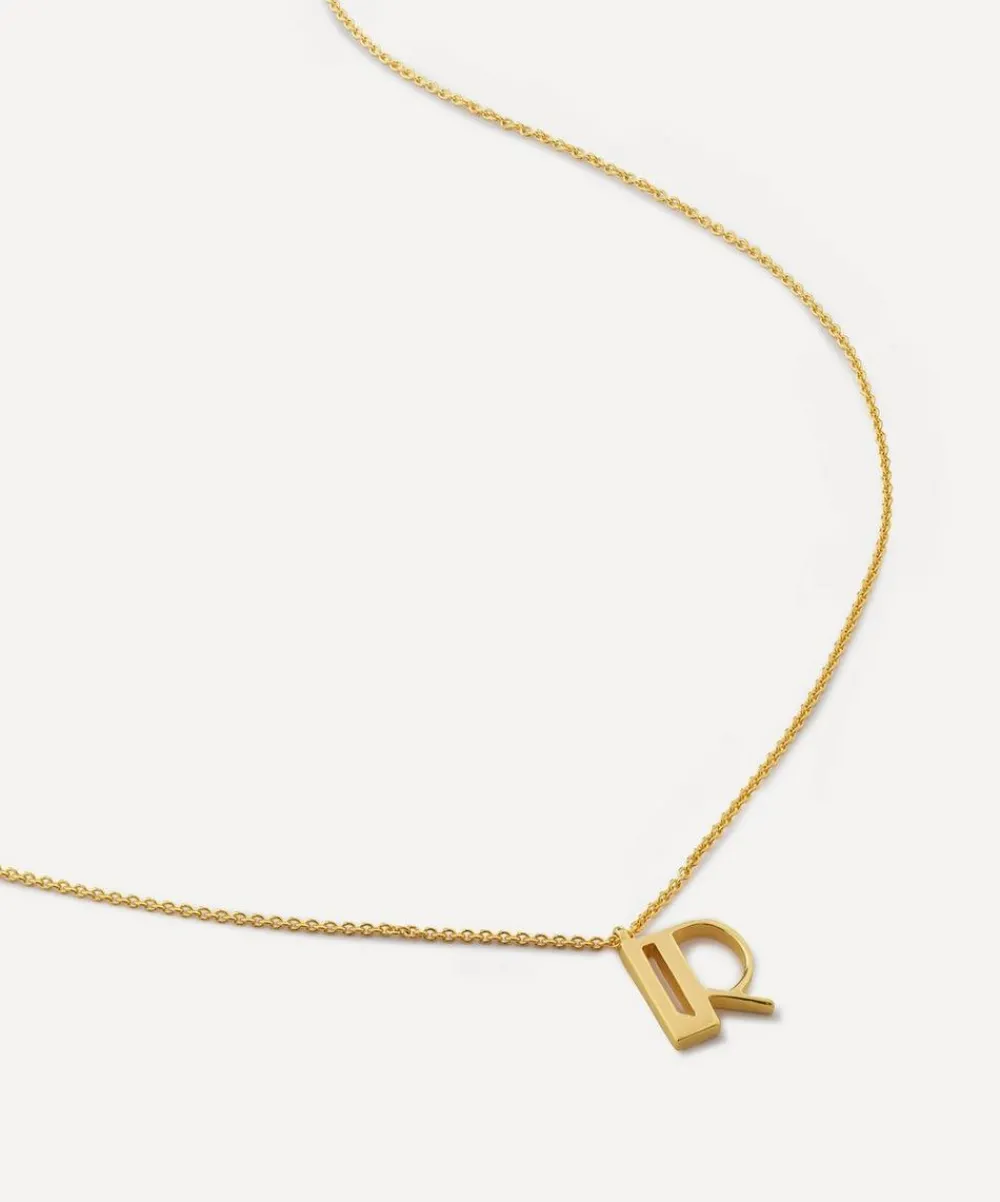 Monica Vinader Necklaces^18ct Gold Plated Vermeil Sterling Silver R Initial Alphabet Necklace