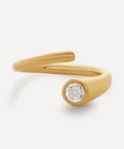 Monica Vinader Rings^18ct Gold Plated Vermeil Sterling Silver Diamond Essential Wrap Ring