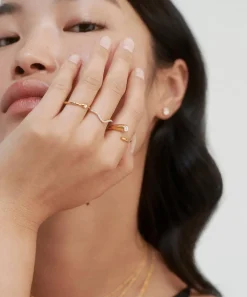 Monica Vinader Rings^18ct Gold Plated Vermeil Sterling Silver Diamond Essential Wrap Ring