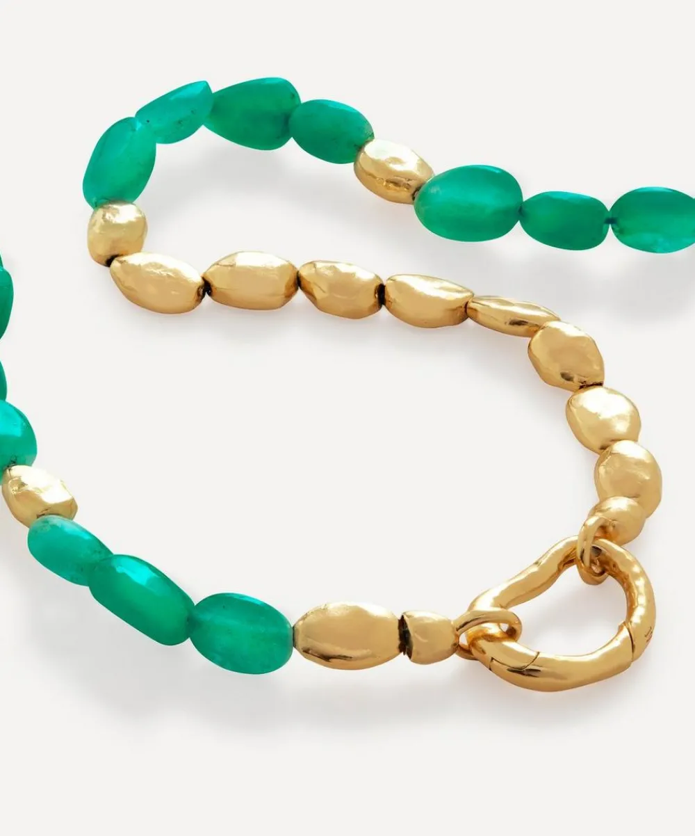 Monica Vinader Necklaces^18ct Gold Plated Vermeil Sterling Silver Rio Green Onyx Beaded Necklace