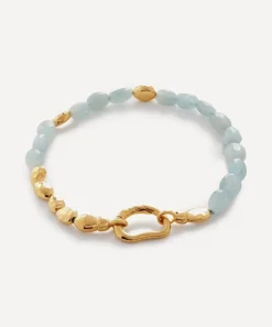 Monica Vinader Bracelets^18ct Gold Plated Vermeil Sterling Silver Rio Aquamarine Beaded Bracelet