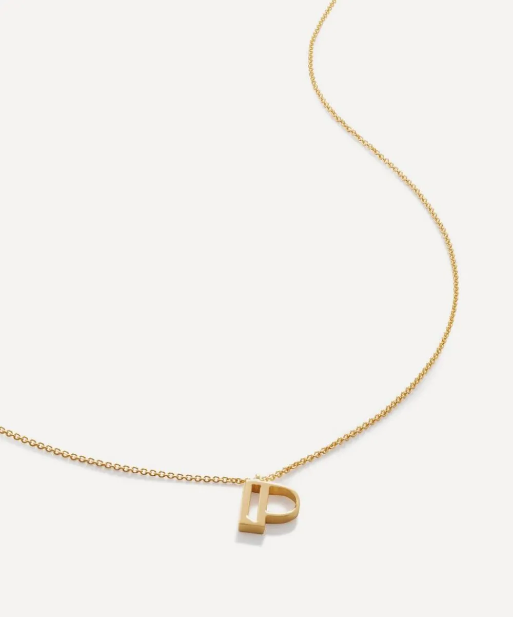 Monica Vinader Necklaces^18ct Gold Plated Vermeil Sterling Silver P Initial Alphabet Necklace