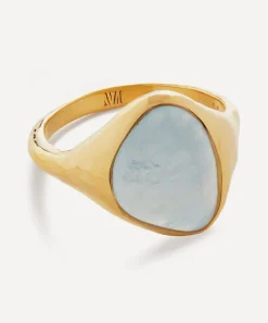 Monica Vinader Rings^18ct Gold Plated Vermeil Sterling Silver Rio Aquamarine Ring