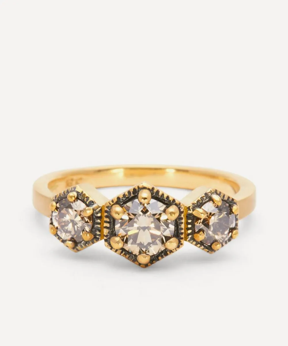 Satomi Kawakita Rings|Rings^18ct Gold Queen Brown Diamond Trilogy Ring