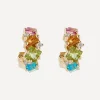 Suzanne Kalan Earrings|Earrings^14ct Gold Rainbow Diamond Cluster Mini Hoop Earrings