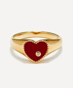 Yvonne Léon Rings|Rings^9ct Gold Red Agate Baby Heart Signet Ring