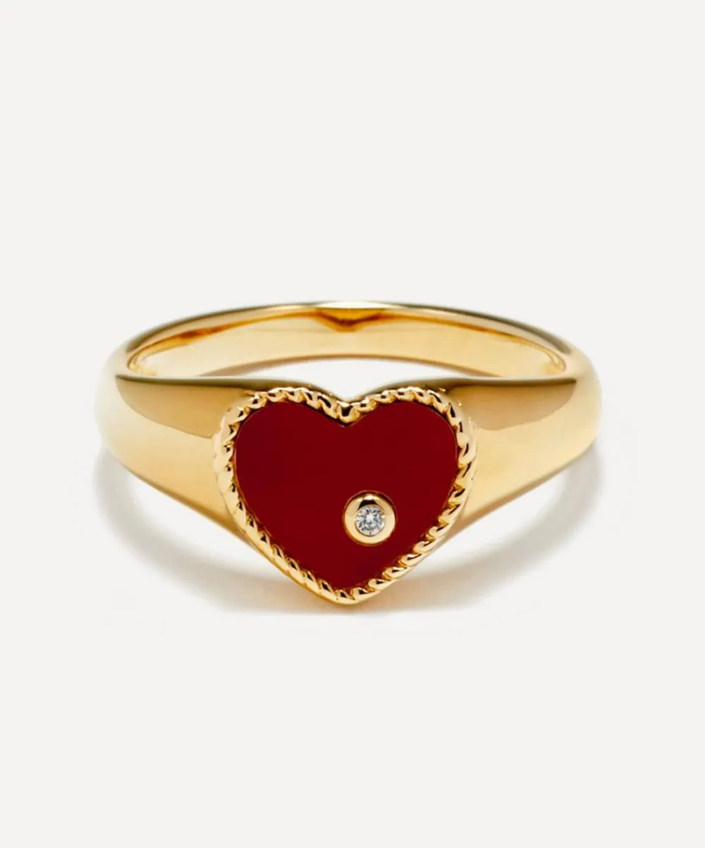 Yvonne Léon Rings|Rings^9ct Gold Red Agate Baby Heart Signet Ring
