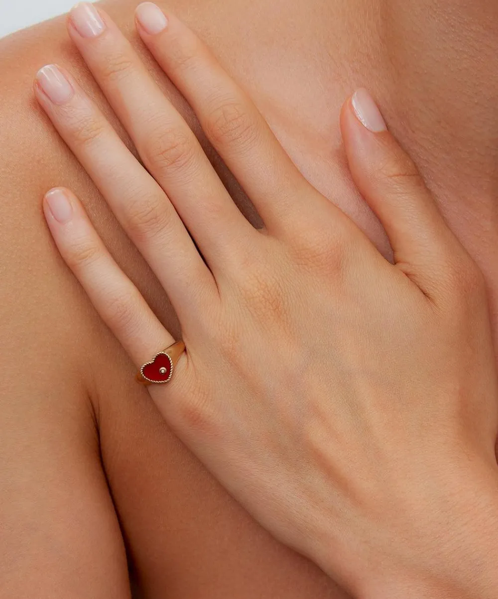 Yvonne Léon Rings|Rings^9ct Gold Red Agate Baby Heart Signet Ring