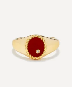 Yvonne Léon Rings|Rings^9ct Gold Red Agate Baby Oval Signet Ring