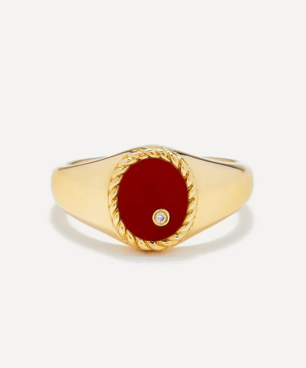 Yvonne Léon Rings|Rings^9ct Gold Red Agate Baby Oval Signet Ring