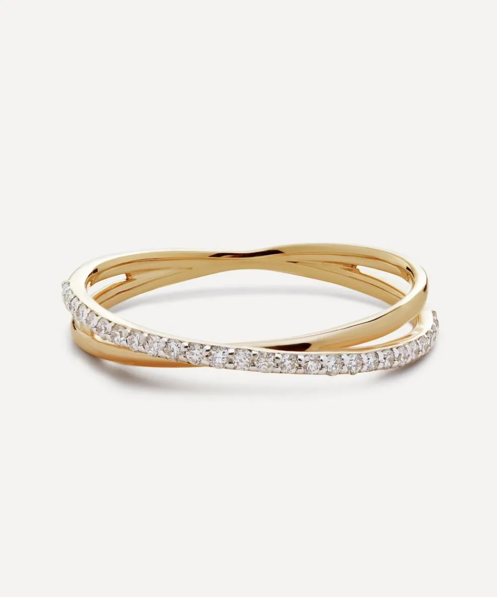 Monica Vinader Rings^14ct Gold Riva Crossover Diamond Ring