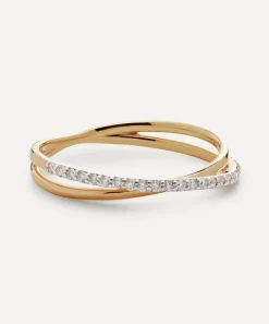 Monica Vinader Rings^14ct Gold Riva Crossover Diamond Ring